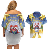 Niue Christmas Couples Matching Off Shoulder Short Dress and Hawaiian Shirt Seashell Santa Beach Vibes LT05 - Polynesian Pride
