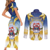 Niue Christmas Couples Matching Short Sleeve Bodycon Dress and Long Sleeve Button Shirt Seashell Santa Beach Vibes LT05 - Polynesian Pride