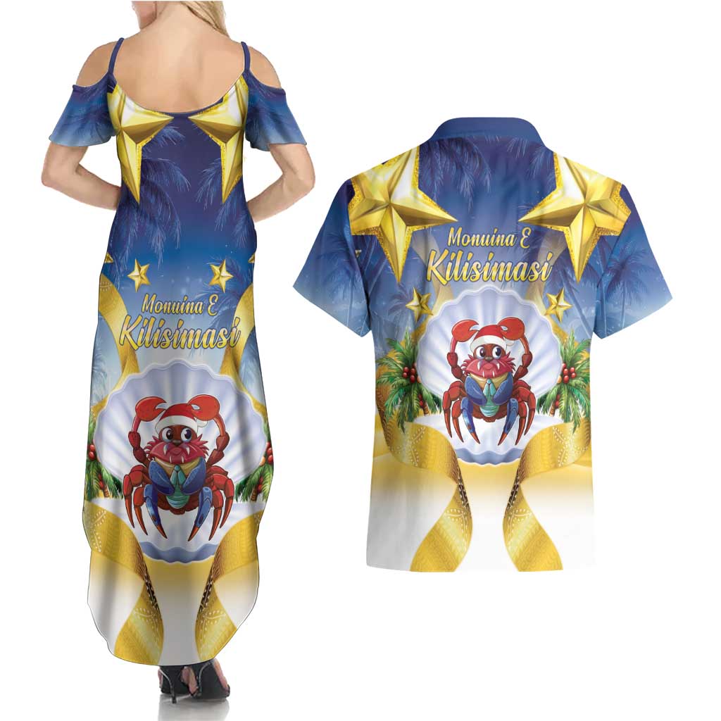 Niue Christmas Couples Matching Summer Maxi Dress and Hawaiian Shirt Seashell Santa Beach Vibes LT05 - Polynesian Pride