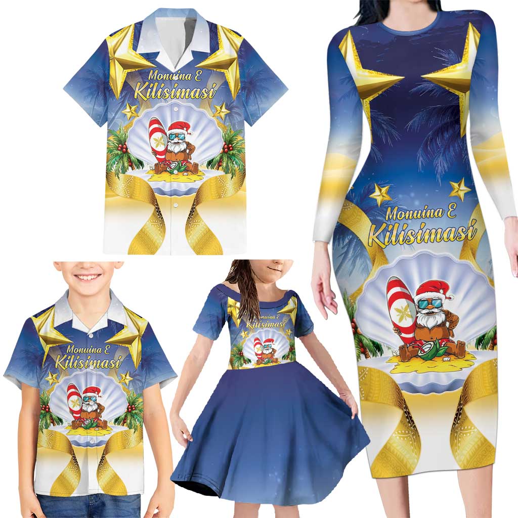 Niue Christmas Family Matching Long Sleeve Bodycon Dress and Hawaiian Shirt Seashell Santa Beach Vibes LT05 - Polynesian Pride