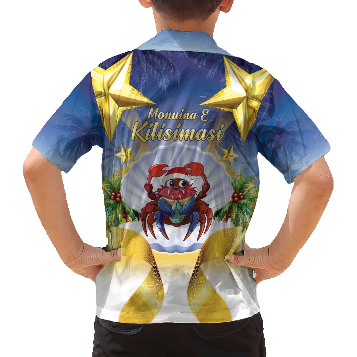 Niue Christmas Family Matching Off The Shoulder Long Sleeve Dress and Hawaiian Shirt Seashell Santa Beach Vibes LT05 - Polynesian Pride