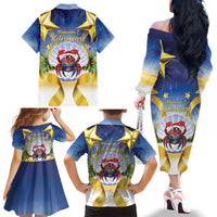 Niue Christmas Family Matching Off The Shoulder Long Sleeve Dress and Hawaiian Shirt Seashell Santa Beach Vibes LT05 - Polynesian Pride