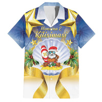 Niue Christmas Family Matching Off Shoulder Short Dress and Hawaiian Shirt Seashell Santa Beach Vibes LT05 Dad's Shirt - Short Sleeve Navy - Polynesian Pride