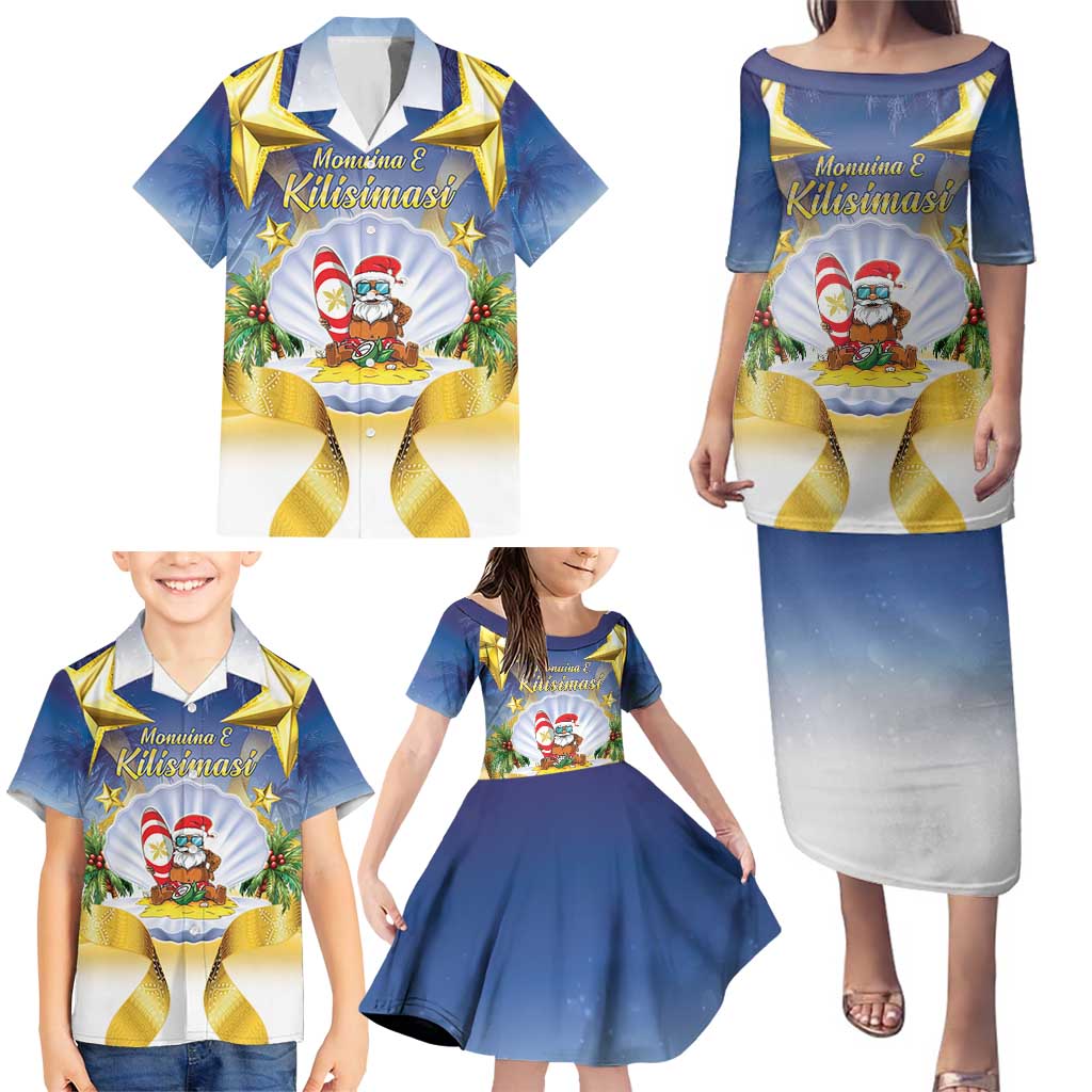 Niue Christmas Family Matching Puletasi and Hawaiian Shirt Seashell Santa Beach Vibes LT05 - Polynesian Pride