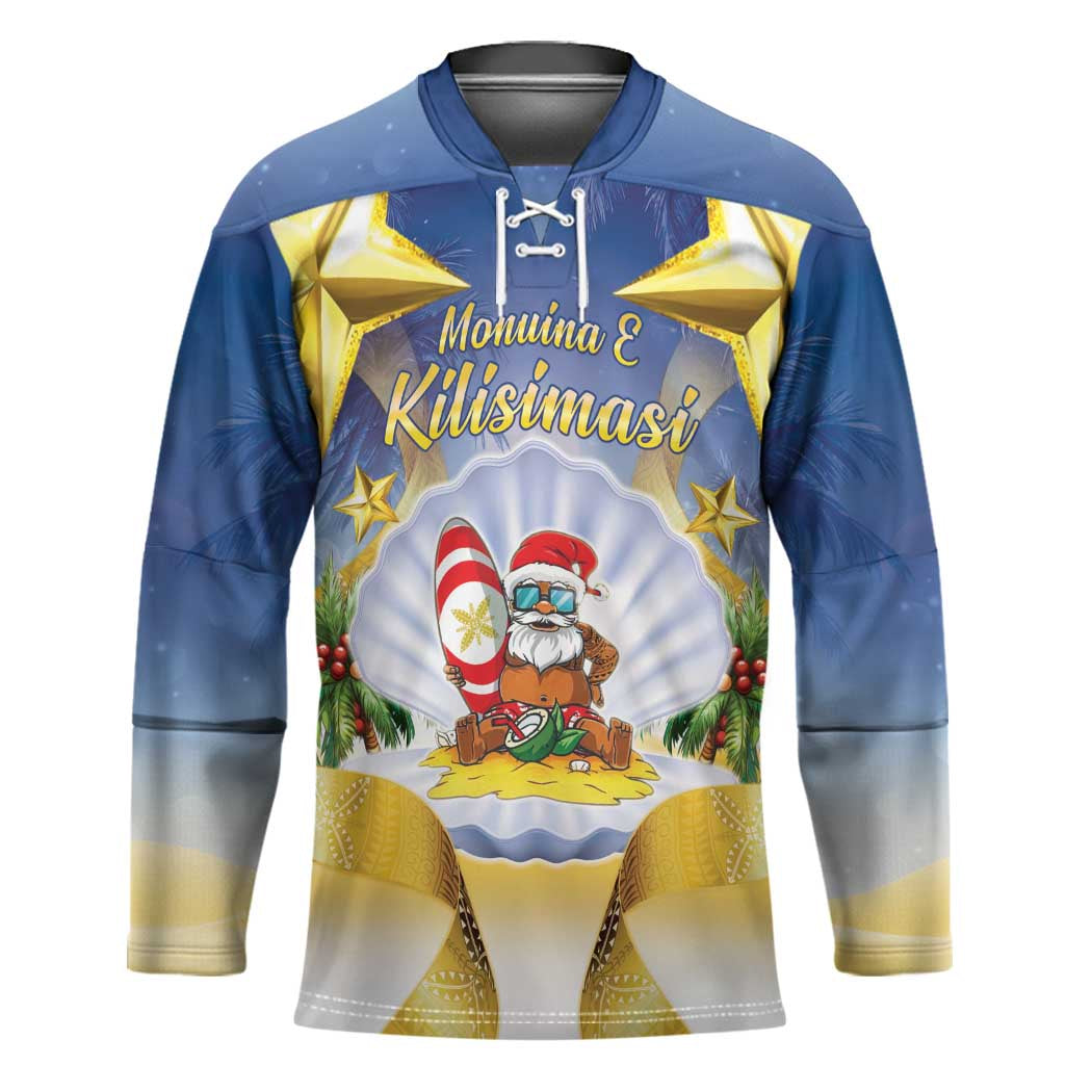 Niue Christmas Hockey Jersey Seashell Santa Beach Vibes - Polynesian Pride