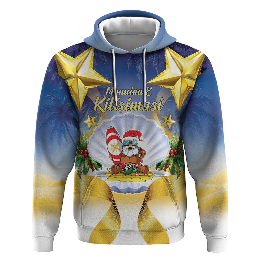 Niue Christmas Hoodie Seashell Santa Beach Vibes LT05 Pullover Hoodie Navy - Polynesian Pride
