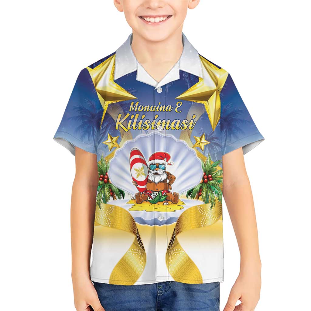 Niue Christmas Kid Hawaiian Shirt Seashell Santa Beach Vibes - Polynesian Pride