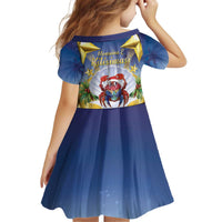 Niue Christmas Kid Short Sleeve Dress Seashell Santa Beach Vibes LT05 - Polynesian Pride