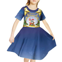 Niue Christmas Kid Short Sleeve Dress Seashell Santa Beach Vibes LT05 - Polynesian Pride