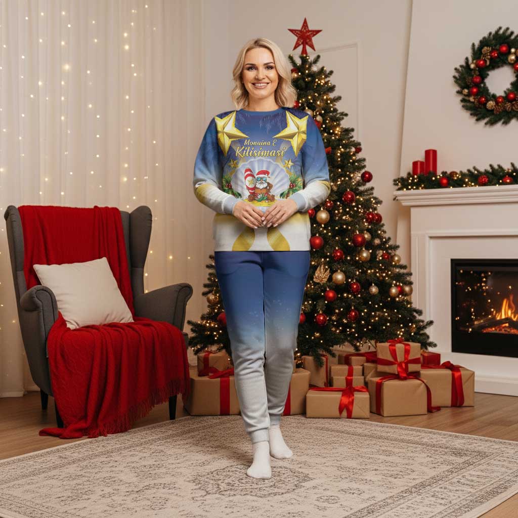 Niue Christmas Pajama Set Seashell Santa Beach Vibes - Polynesian Pride