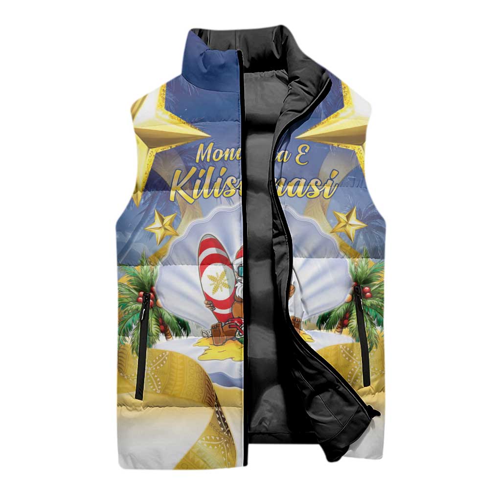 Niue Christmas Sleeveless Puffer Jacket Seashell Santa Beach Vibes - Polynesian Pride