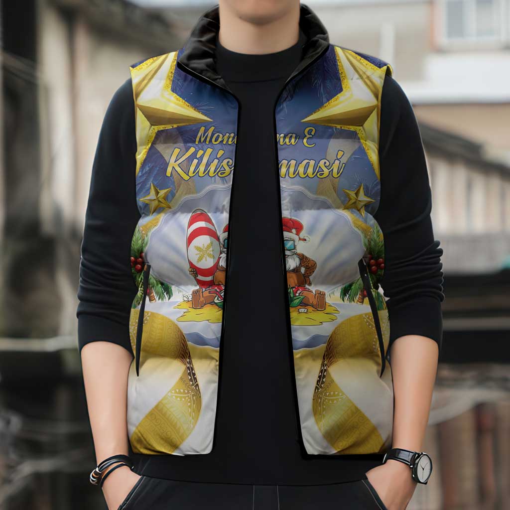 Niue Christmas Sleeveless Puffer Jacket Seashell Santa Beach Vibes - Polynesian Pride