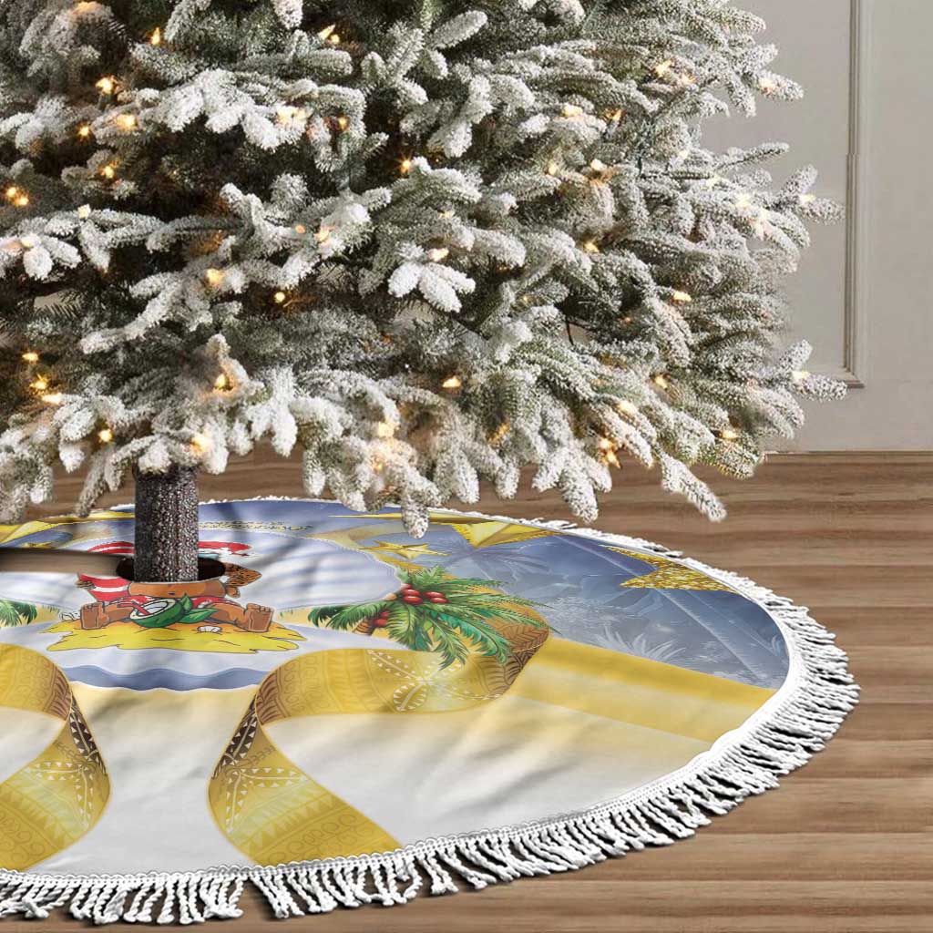 Niue Christmas Tree Skirt Seashell Santa Beach Vibes - Polynesian Pride