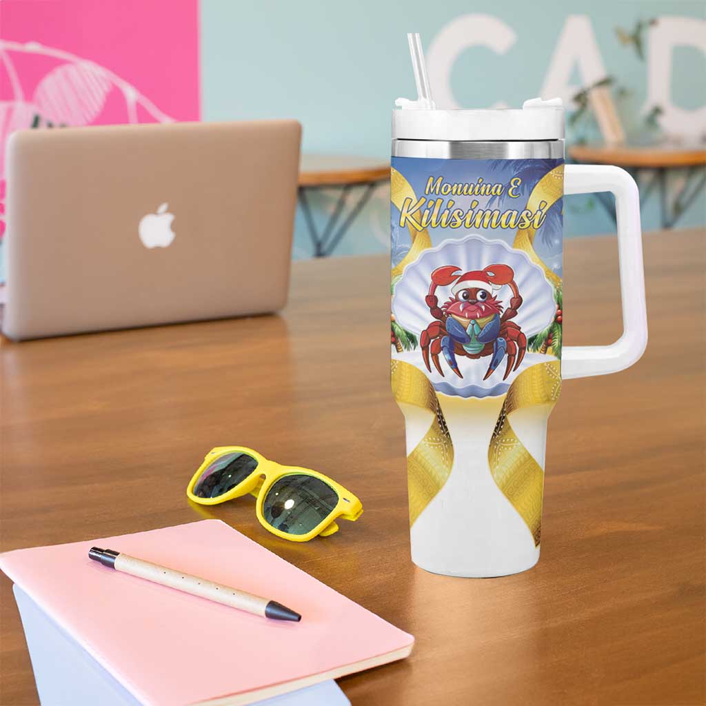 Niue Christmas Tumbler With Handle Seashell Santa Beach Vibes - Polynesian Pride