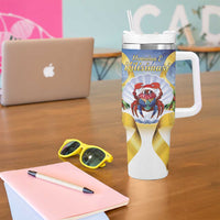 Niue Christmas Tumbler With Handle Seashell Santa Beach Vibes - Polynesian Pride