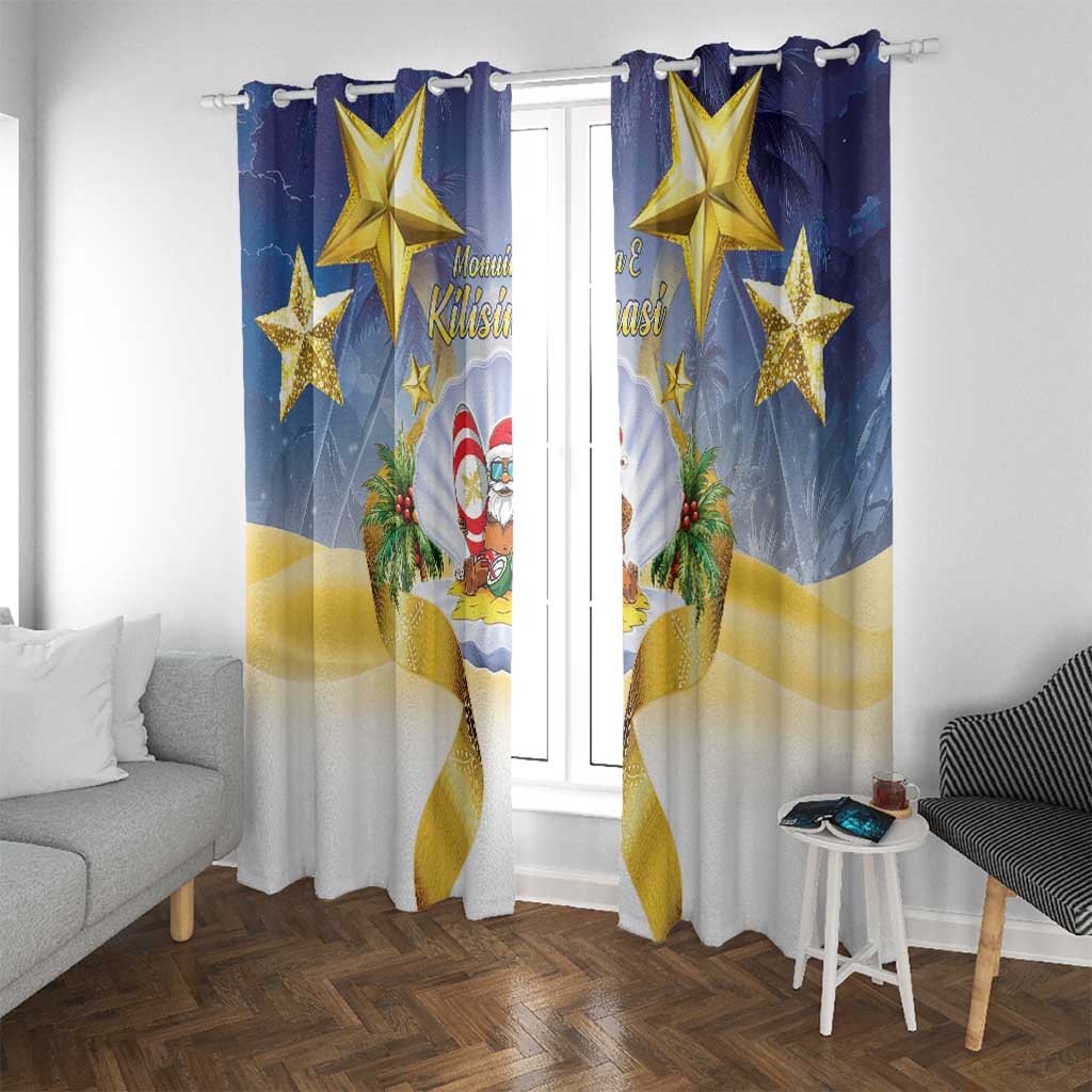 Niue Christmas Window Curtain Seashell Santa Beach Vibes - Polynesian Pride