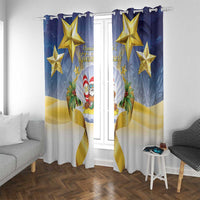 Niue Christmas Window Curtain Seashell Santa Beach Vibes - Polynesian Pride