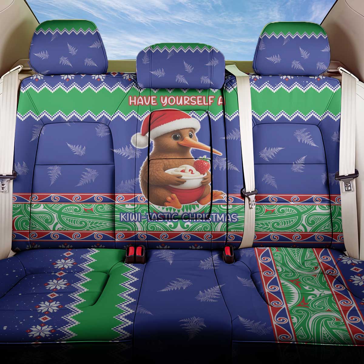 New Zealand Christmas Back Car Seat Cover Have Yourself A Kiwi-tastic Christmas LT05 One Size Blue - Polynesian Pride