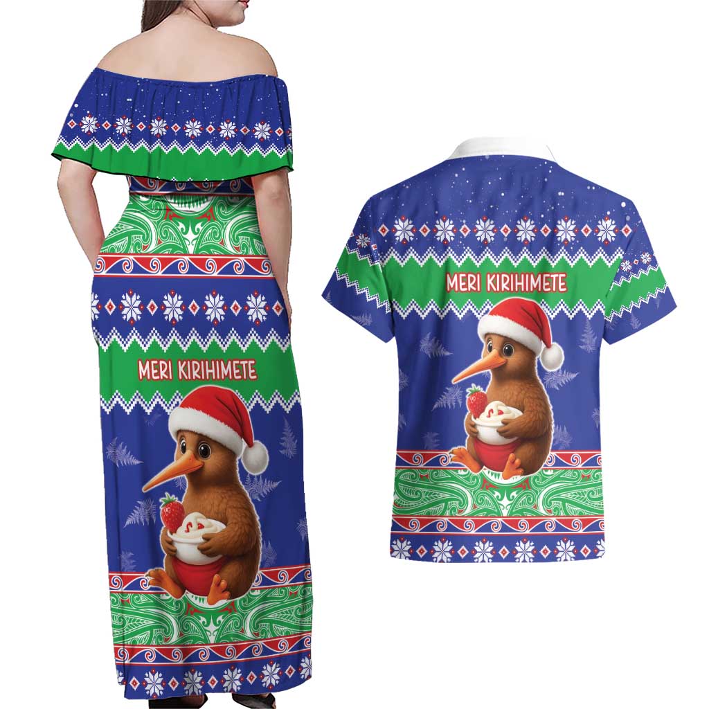 New Zealand Christmas Couples Matching Off Shoulder Maxi Dress and Hawaiian Shirt Have Yourself A Kiwi-tastic Christmas LT05 - Polynesian Pride