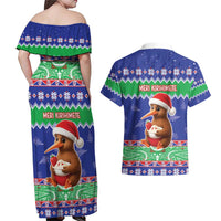 New Zealand Christmas Couples Matching Off Shoulder Maxi Dress and Hawaiian Shirt Have Yourself A Kiwi-tastic Christmas LT05 - Polynesian Pride