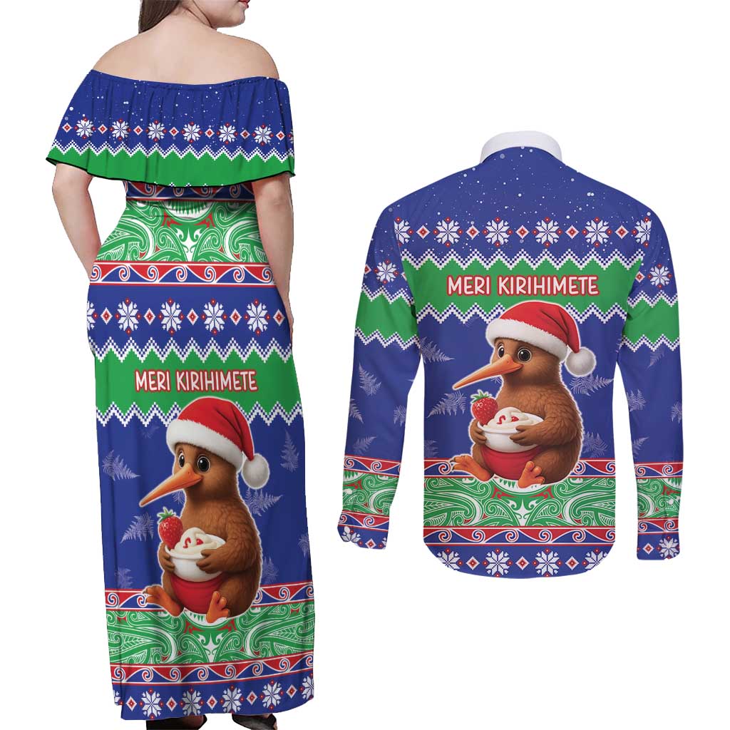 New Zealand Christmas Couples Matching Off Shoulder Maxi Dress and Long Sleeve Button Shirt Have Yourself A Kiwi-tastic Christmas LT05 - Polynesian Pride