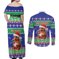 New Zealand Christmas Couples Matching Off Shoulder Maxi Dress and Long Sleeve Button Shirt Have Yourself A Kiwi-tastic Christmas LT05 - Polynesian Pride