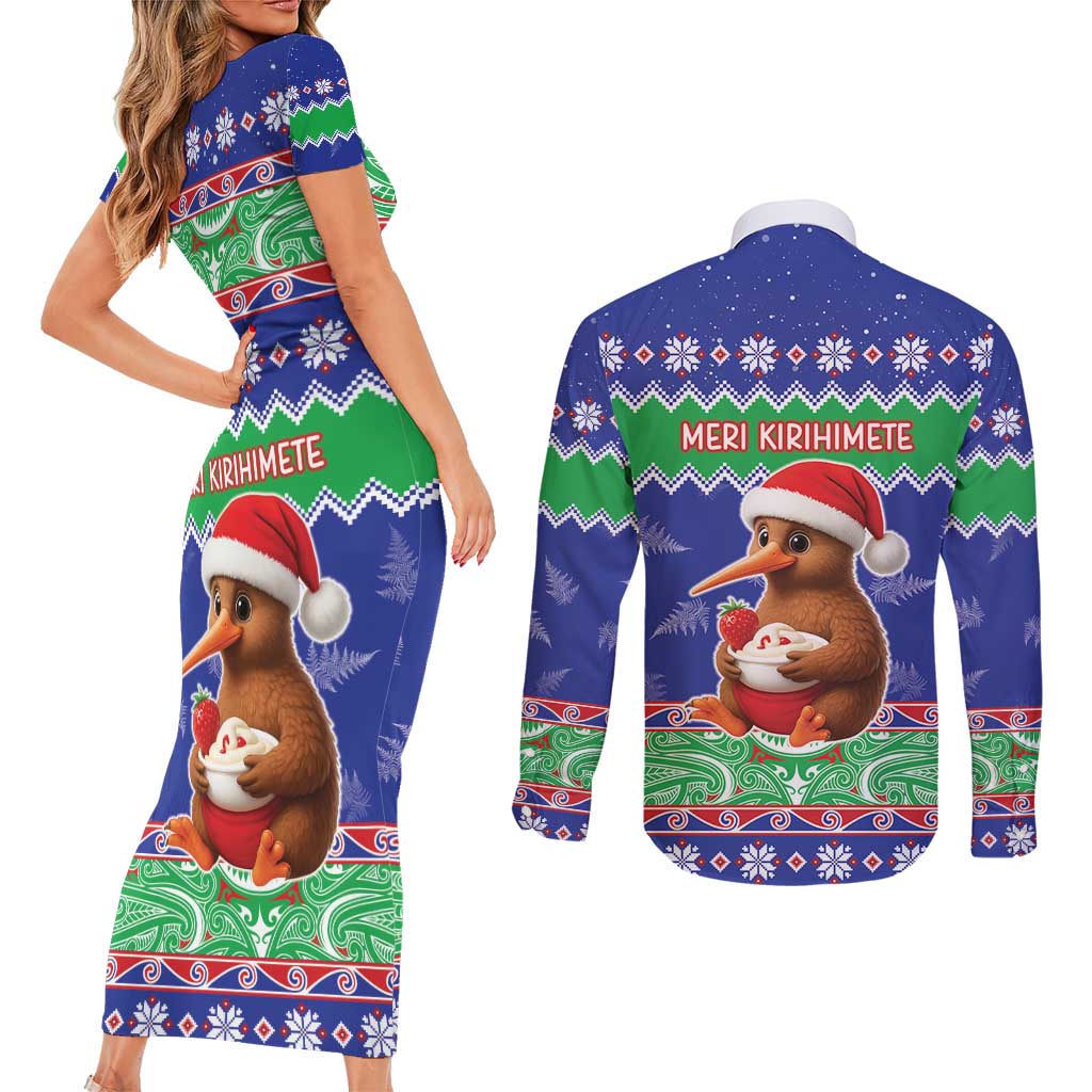 New Zealand Christmas Couples Matching Short Sleeve Bodycon Dress and Long Sleeve Button Shirt Have Yourself A Kiwi-tastic Christmas LT05 - Polynesian Pride