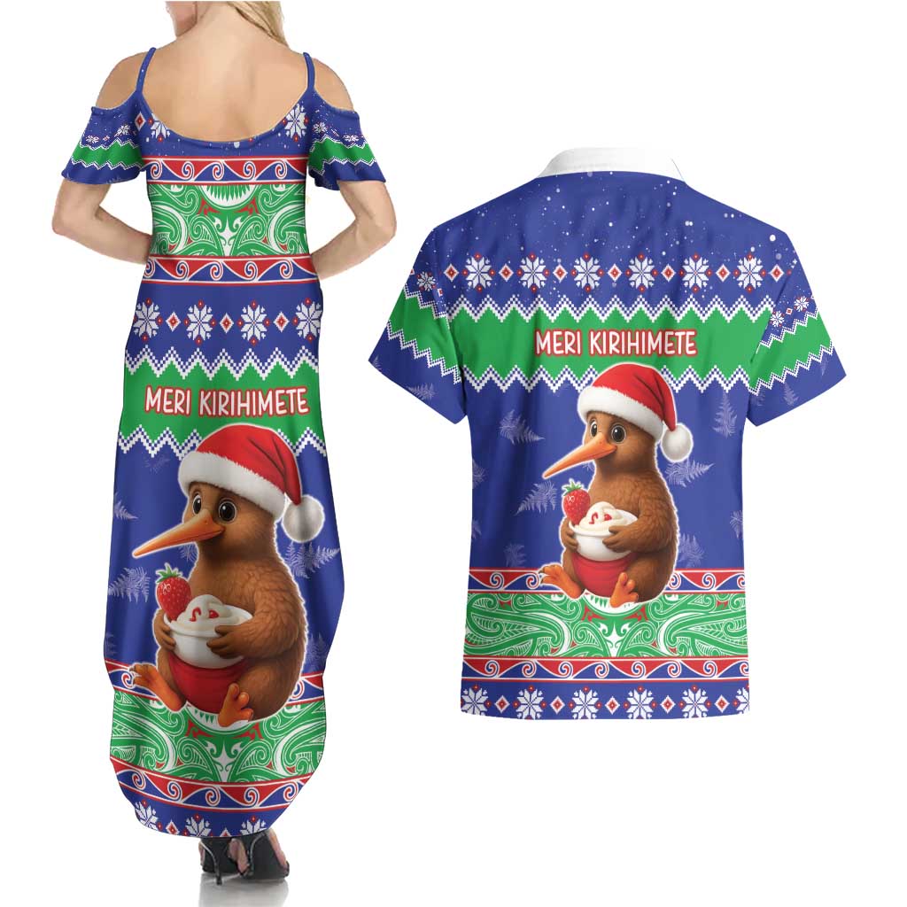New Zealand Christmas Couples Matching Summer Maxi Dress and Hawaiian Shirt Have Yourself A Kiwi-tastic Christmas LT05 - Polynesian Pride