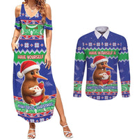 New Zealand Christmas Couples Matching Summer Maxi Dress and Long Sleeve Button Shirt Have Yourself A Kiwi-tastic Christmas LT05 Blue - Polynesian Pride