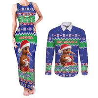 New Zealand Christmas Couples Matching Tank Maxi Dress and Long Sleeve Button Shirt Have Yourself A Kiwi-tastic Christmas LT05 Blue - Polynesian Pride