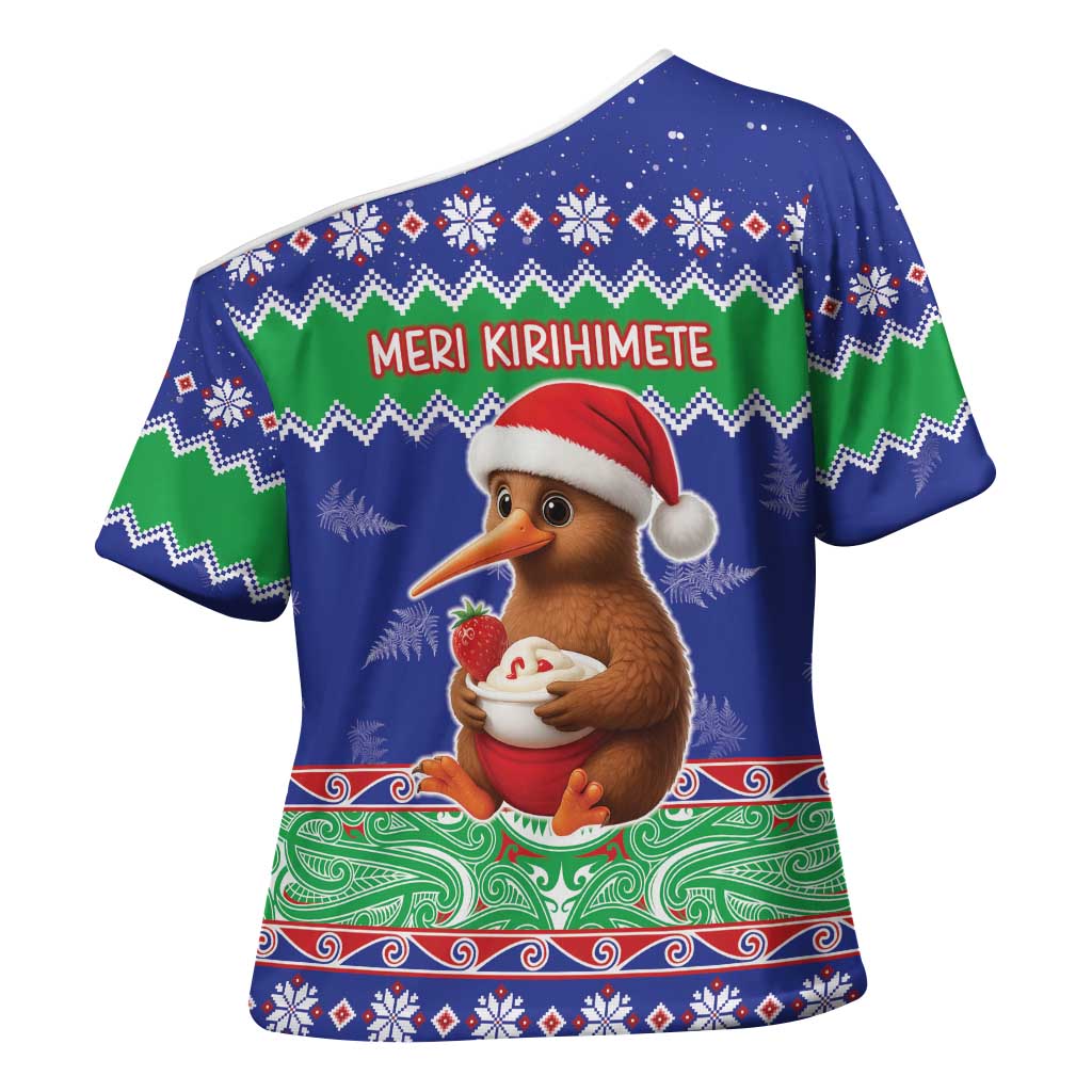 New Zealand Christmas Cross Shoulder Shirt Have Yourself A Kiwi-tastic Christmas LT05 - Polynesian Pride