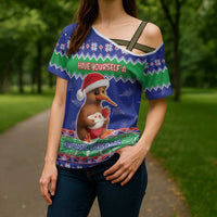New Zealand Christmas Cross Shoulder Shirt Have Yourself A Kiwi-tastic Christmas LT05 - Polynesian Pride
