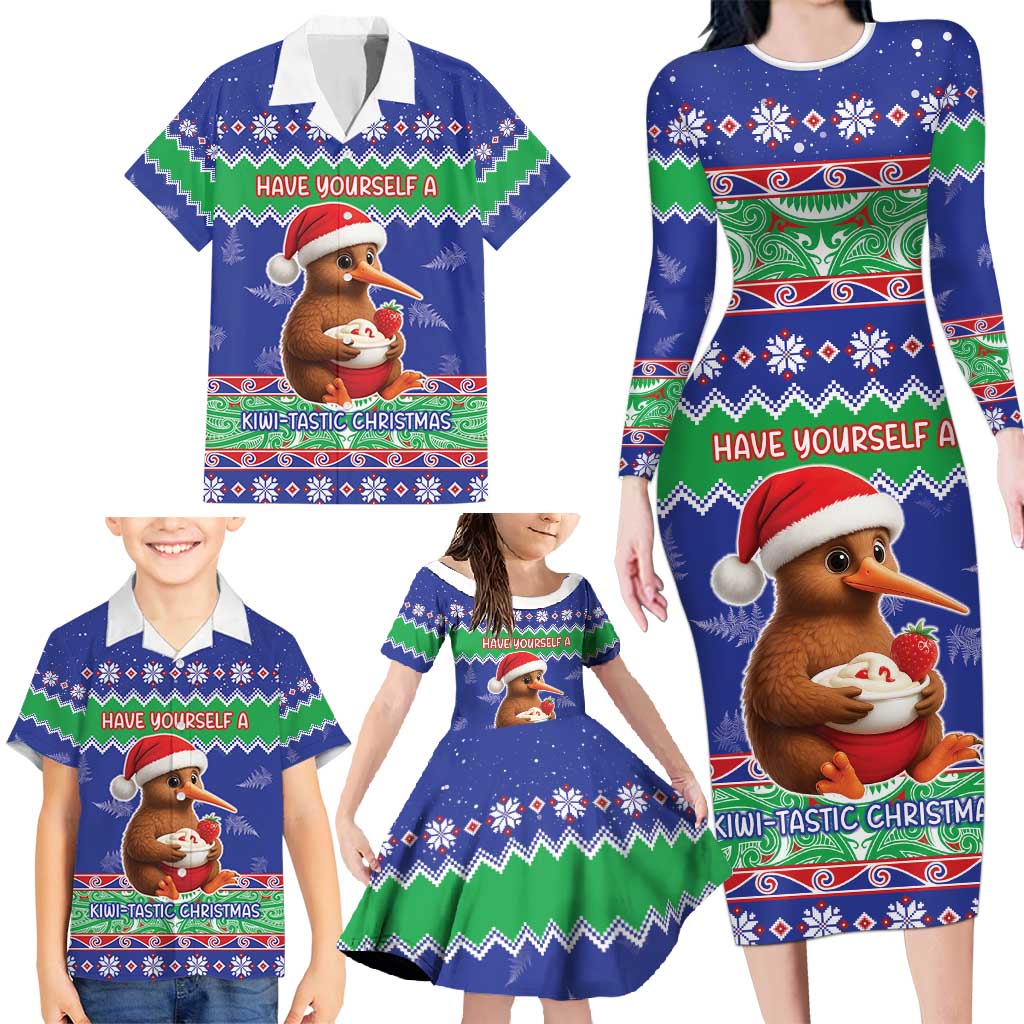 New Zealand Christmas Family Matching Long Sleeve Bodycon Dress and Hawaiian Shirt Have Yourself A Kiwi-tastic Christmas LT05 - Polynesian Pride