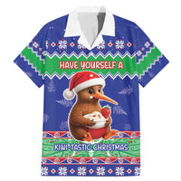 New Zealand Christmas Family Matching Mermaid Dress and Hawaiian Shirt Have Yourself A Kiwi-tastic Christmas LT05 Dad's Shirt - Short Sleeve Blue - Polynesian Pride