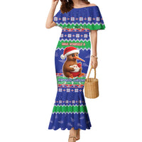 New Zealand Christmas Family Matching Mermaid Dress and Hawaiian Shirt Have Yourself A Kiwi-tastic Christmas LT05 Mom's Dress Blue - Polynesian Pride
