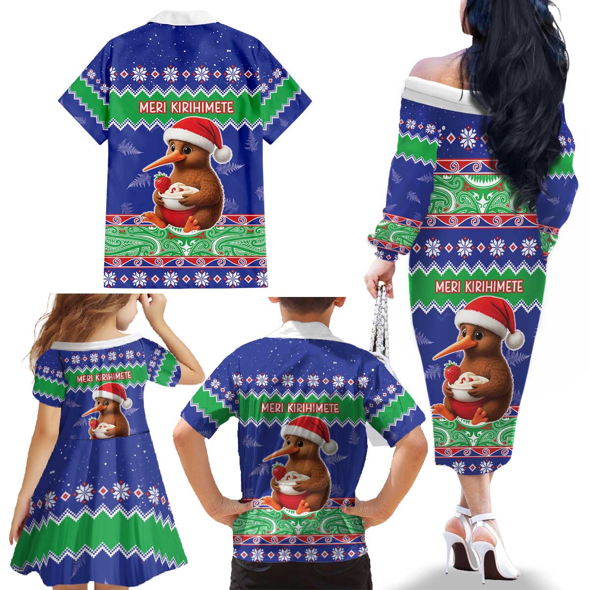 New Zealand Christmas Family Matching Off The Shoulder Long Sleeve Dress and Hawaiian Shirt Have Yourself A Kiwi-tastic Christmas LT05 - Polynesian Pride