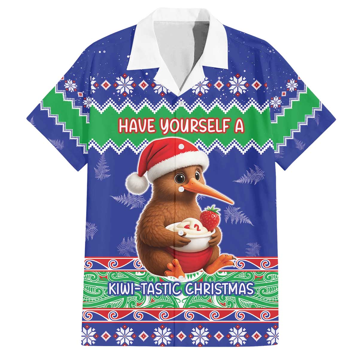 New Zealand Christmas Family Matching Off The Shoulder Long Sleeve Dress and Hawaiian Shirt Have Yourself A Kiwi-tastic Christmas LT05 Dad's Shirt - Short Sleeve Blue - Polynesian Pride