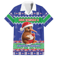 New Zealand Christmas Family Matching Off The Shoulder Long Sleeve Dress and Hawaiian Shirt Have Yourself A Kiwi-tastic Christmas LT05 Dad's Shirt - Short Sleeve Blue - Polynesian Pride