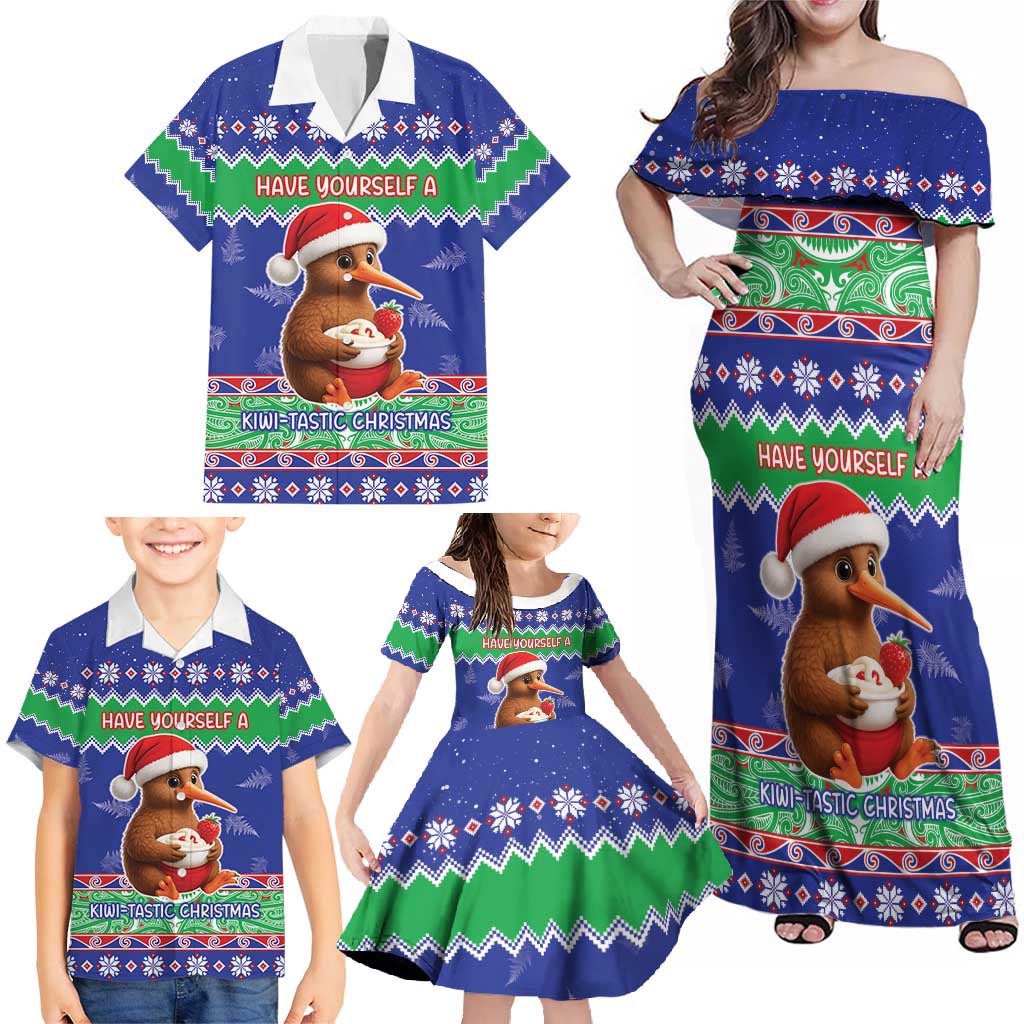 New Zealand Christmas Family Matching Off Shoulder Maxi Dress and Hawaiian Shirt Have Yourself A Kiwi-tastic Christmas LT05 - Polynesian Pride