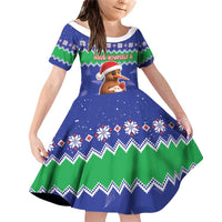 New Zealand Christmas Family Matching Off Shoulder Short Dress and Hawaiian Shirt Have Yourself A Kiwi-tastic Christmas LT05 Daughter's Dress Blue - Polynesian Pride