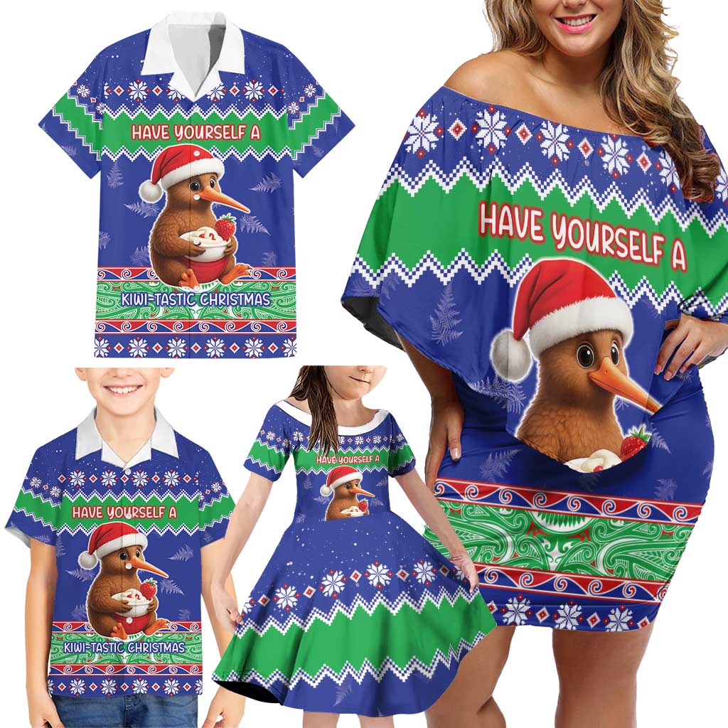 New Zealand Christmas Family Matching Off Shoulder Short Dress and Hawaiian Shirt Have Yourself A Kiwi-tastic Christmas LT05 - Polynesian Pride