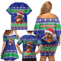 New Zealand Christmas Family Matching Off Shoulder Short Dress and Hawaiian Shirt Have Yourself A Kiwi-tastic Christmas LT05 - Polynesian Pride