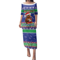 New Zealand Christmas Family Matching Puletasi and Hawaiian Shirt Have Yourself A Kiwi-tastic Christmas LT05 Mom's Dress Blue - Polynesian Pride