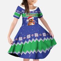 New Zealand Christmas Family Matching Short Sleeve Bodycon Dress and Hawaiian Shirt Have Yourself A Kiwi-tastic Christmas LT05 Daughter's Dress Blue - Polynesian Pride