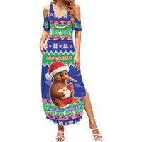 New Zealand Christmas Family Matching Summer Maxi Dress and Hawaiian Shirt Have Yourself A Kiwi-tastic Christmas LT05 Mom's Dress Blue - Polynesian Pride