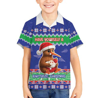 New Zealand Christmas Kid Hawaiian Shirt Have Yourself A Kiwi-tastic Christmas LT05 Kid Blue - Polynesian Pride