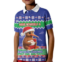 New Zealand Christmas Kid Polo Shirt Have Yourself A Kiwi-tastic Christmas LT05 Kid Blue - Polynesian Pride