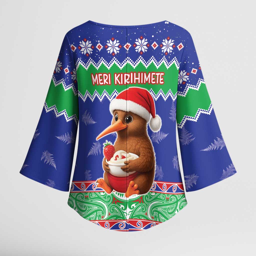 New Zealand Christmas Kimono Sleeve Blouse Have Yourself A Kiwi-tastic Christmas - Polynesian Pride