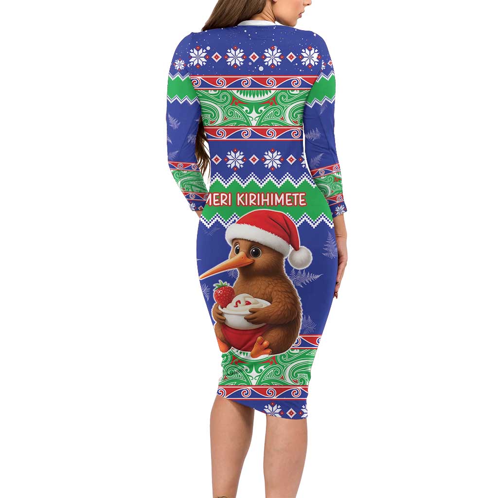 New Zealand Christmas Long Sleeve Bodycon Dress Have Yourself A Kiwi-tastic Christmas LT05 - Polynesian Pride