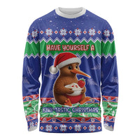 New Zealand Christmas Long Sleeve Shirt Have Yourself A Kiwi-tastic Christmas LT05 Unisex Blue - Polynesian Pride